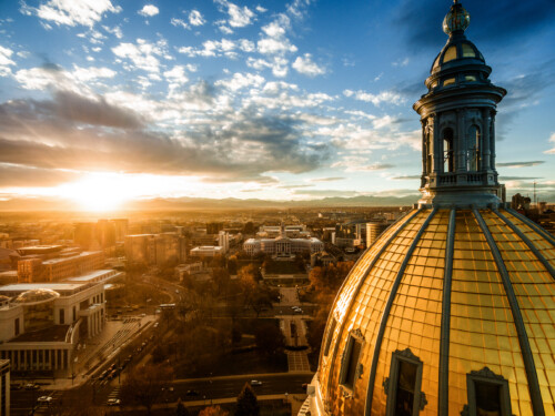 Colorado State Capitol building gold dome at sunset in Denver where psychologists pursue licensure and practice