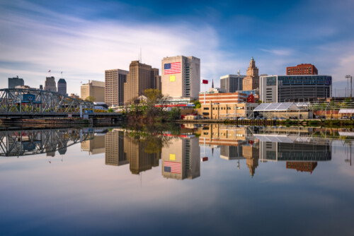 Newark New Jersey skyline reflected in waterfront where licensed marriage and family therapists practice